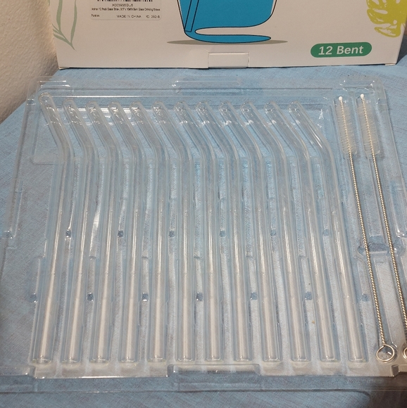 12-pack Glass Drinking Straws Bent 8.5" x 10MM includes 2 Cleaning Brushes NIB - Picture 7 of 8